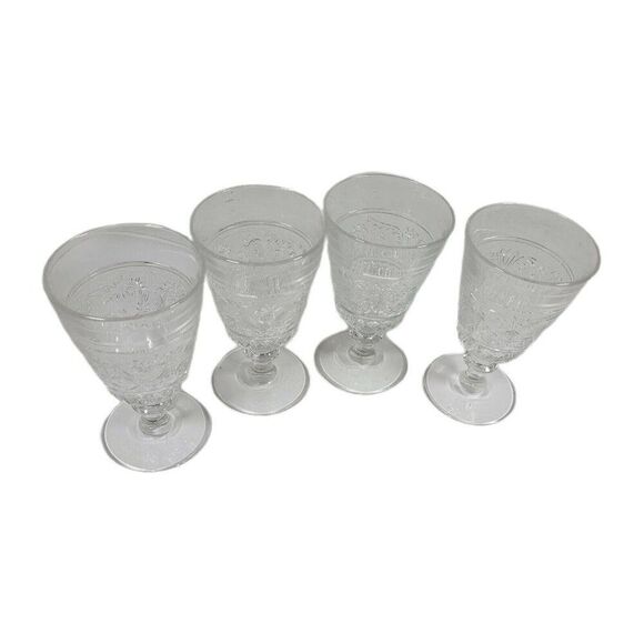 Duncan Miller Set of 4 Clear Sandwich Glass Stem 41 - Water Goblets 8 oz. Wine - Picture 1 of 5